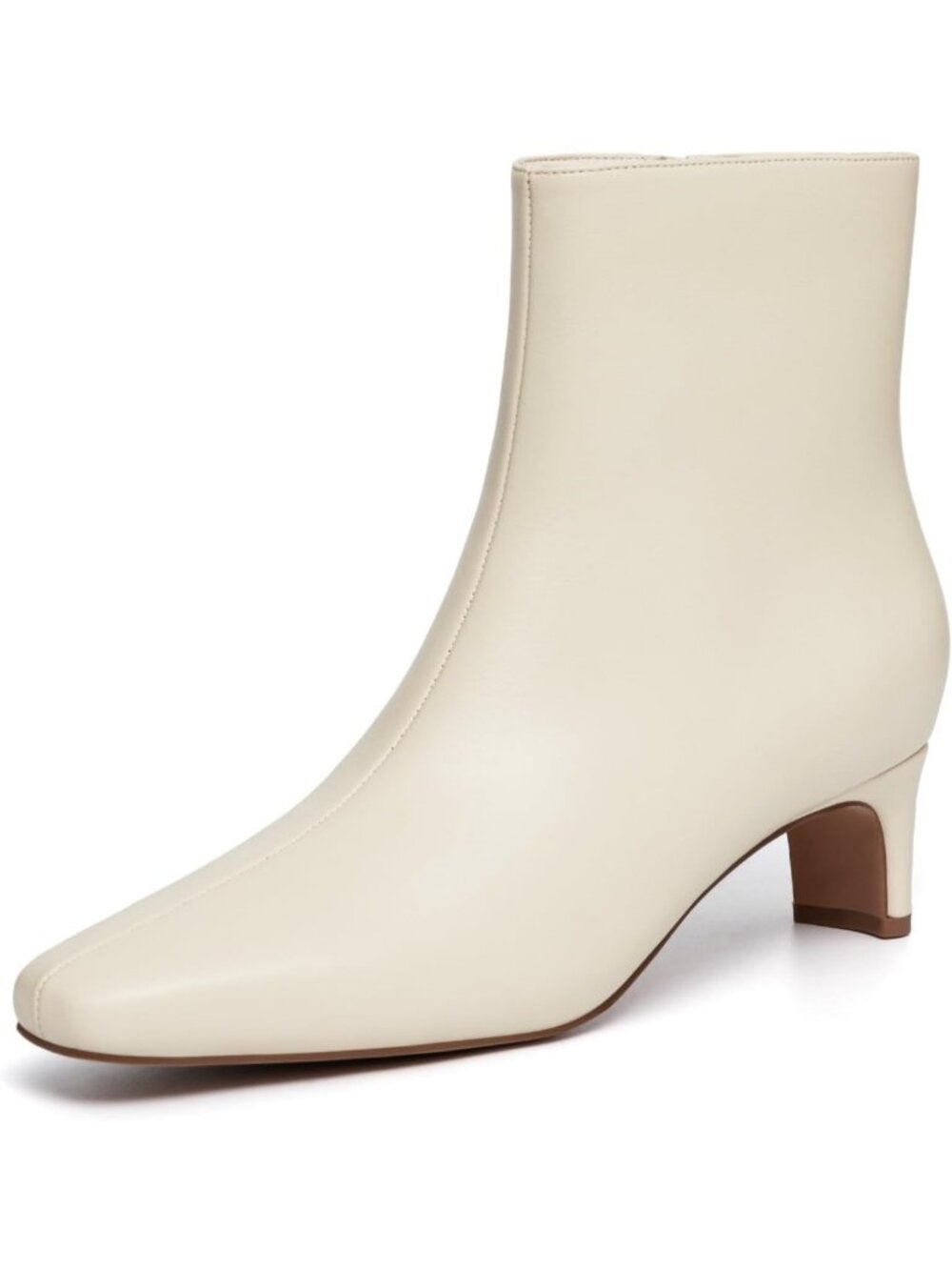 Women's Beige Square Toe Chunky Heel Ankle Boots Round Toe Low Heels Booties